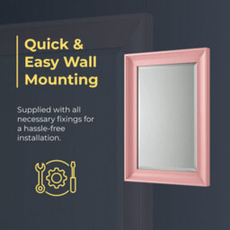 Ibathuk Revix Melbourne Dusty Pink Framed Mirror, Wall Hung Bevelled Mirror For Modern Bathroom Interiors, Bathroom Wall Mirror - thumbnail 5