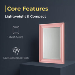 Ibathuk Revix Melbourne Dusty Pink Framed Mirror, Wall Hung Bevelled Mirror For Modern Bathroom Interiors, Bathroom Wall Mirror - thumbnail 2