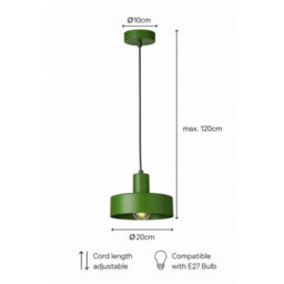 Luminosa Lighting Luminosa Velyo Dome Pendant Ceiling Light Green 1X E27 - thumbnail 5