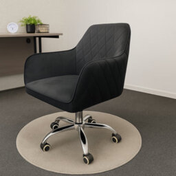 Kosy Koala Home Office Furniture Set  Grey Wooden Desk With Black Velvet Swivel Chair - thumbnail 3