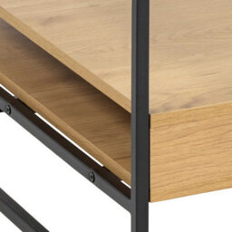Wyld Haus Wrenna Square Coffee Table With Tempered Glass Top And Oak Effect Shelves, Black Frame - thumbnail 7