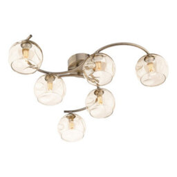 Pagazzi Lighting Pagazzi Kaitlin 6-Light Antique Brass Semi-Flush Ceiling Light - thumbnail 1