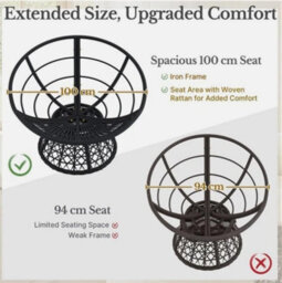 Rotatable Outdoor Indoor Pe Rattan Papasan Chair With Thick Tufted Cushion - thumbnail 5