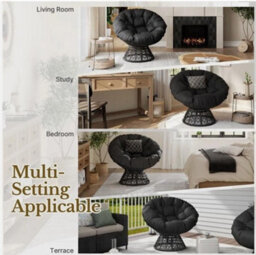 Rotatable Outdoor Indoor Pe Rattan Papasan Chair With Thick Tufted Cushion - thumbnail 4
