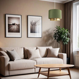 Happy Homewares Olive Green Linen Fabric Pendant Shade With Brushed Gold Metal Ring - thumbnail 7