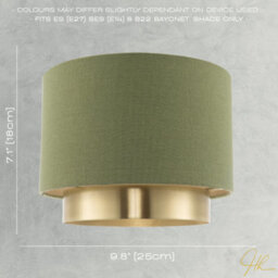 Happy Homewares Olive Green Linen Fabric Pendant Shade With Brushed Gold Metal Ring - thumbnail 6
