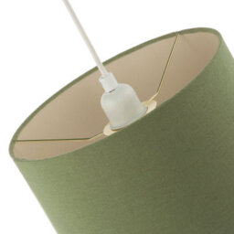 Happy Homewares Olive Green Linen Fabric Pendant Shade With Brushed Gold Metal Ring - thumbnail 4