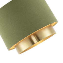 Happy Homewares Olive Green Linen Fabric Pendant Shade With Brushed Gold Metal Ring - thumbnail 3