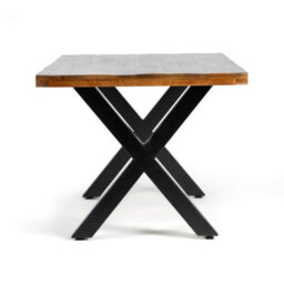 Buttercup Farm Induse 'x' Leg Dining Table - Mango Wood/iron - L90 X W180 X H76 Cm - thumbnail 4