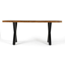 Buttercup Farm Induse 'x' Leg Dining Table - Mango Wood/iron - L90 X W180 X H76 Cm - thumbnail 3