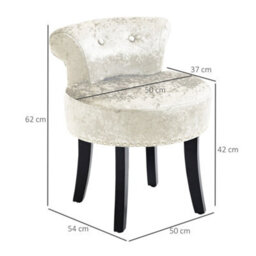 Beige Vanity Stool Rubber Wood Legs Dressing Table Seat - thumbnail 2