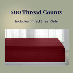 Oxford Homeware Burgundy Satin Stripe Fitted Sheet 40Cm Extra Deep Pocket Soft Easy Care Bedding Sheet (W)152Cmx(L)200Cm (King) - thumbnail 3