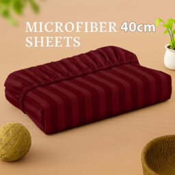 Oxford Homeware Burgundy Satin Stripe Fitted Sheet 40Cm Extra Deep Pocket Soft Easy Care Bedding Sheet (W)152Cmx(L)200Cm (King) - thumbnail 9