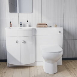 Nes Home 1100mm Left Hand Sink White Combination Vanity Unit With Back To Wall Toilet - thumbnail 2