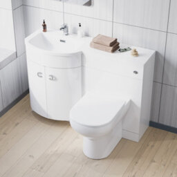 Nes Home 1100mm Left Hand Sink White Combination Vanity Unit With Back To Wall Toilet - thumbnail 3