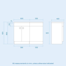 Nes Home 1100mm Left Hand Sink White Combination Vanity Unit With Back To Wall Toilet - thumbnail 6