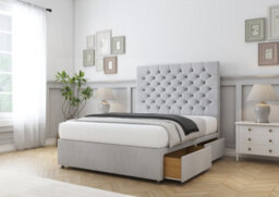 "Comfort Winslow Silver Naples Divan Bed Base 4 Drawers - 26"" Strutted  4'6 Double" - thumbnail 5