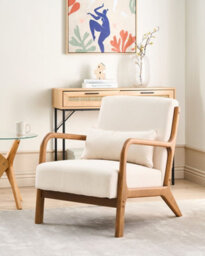 Beliani Armchair Skovde Fabric Light Beige - thumbnail 2