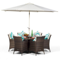 That's Furniture Savannah Round 6 Seater Rattan Patio Dining Set - Brown - thumbnail 4