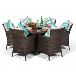 That's Furniture Savannah Round 6 Seater Rattan Patio Dining Set - Brown - thumbnail 7
