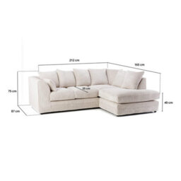 BlissFurniture Ltd Bliss Furniture Cream Jumbo Cord 4 Seater Right Hand Corner Sofa Scatter Back Design Compact And Comfortable Sofa - thumbnail 2