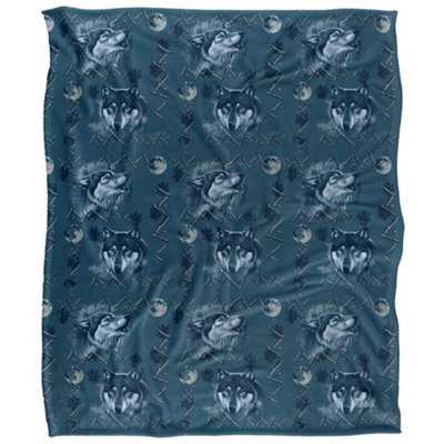 Jq Licensing Silky Wolf Howl Moon Pattern Supersoft Blanket Multicoloured (One Size) - image 1