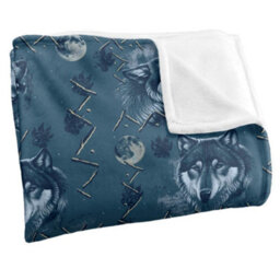 Jq Licensing Silky Wolf Howl Moon Pattern Supersoft Blanket Multicoloured (One Size) - thumbnail 3