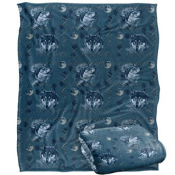 Jq Licensing Silky Wolf Howl Moon Pattern Supersoft Blanket Multicoloured (One Size) - thumbnail 2