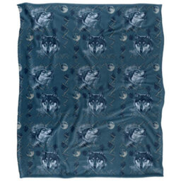 Jq Licensing Silky Wolf Howl Moon Pattern Supersoft Blanket Multicoloured (One Size)
