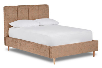 Divan Base Direct Zen Fabric Bed With Fluted Headboard Panels Bed Base Only 4Ft6 Double- Pavia Mink