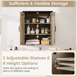 Gainoom Bathroom Grey Wall Cabinet Farmhouse Medicine Cabinet Over The Toilet Storage Cabinet Wall Mounted - thumbnail 7