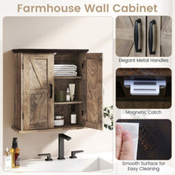 Gainoom Bathroom Grey Wall Cabinet Farmhouse Medicine Cabinet Over The Toilet Storage Cabinet Wall Mounted - thumbnail 9