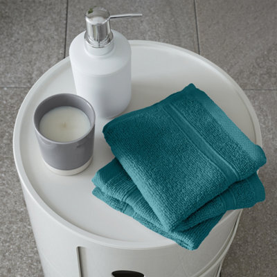 Catherine Lansfield Zero Twist Cotton Face Cloth Pair Teal Green - image 1