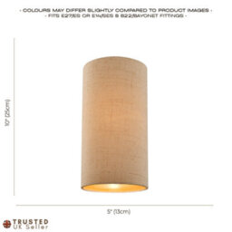 Happy Homewares Modern And Stylish Stitched Effect Taupe Linen Fabric Cylindrical 25Cm Lampshade - thumbnail 7