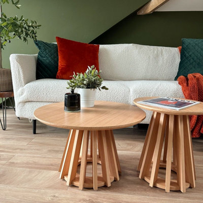 PureLifestyleWonders Designer Coffee Table Twin Set With Wood Grain Effect Catalina - image 1