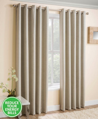 Enhanced Living Vogue Cream 90 X 108 Inch (229X274Cm) Eyelet Thermal Noise Reducing Dim Out Curtains (Pair) - image 1