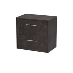 Hudson Reed Juno Wall Hung 2 Drawer Vanity Unit & Matching Worktop, Metallic Slate Woodgrain, 605 X 390 mm - thumbnail 2