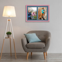 AK Frames 20X14 Pastel Pink Sleek Multi Photo Frame With Pompadour Mount - Holds 2 Apertures (2X) A4 Photos - thumbnail 3