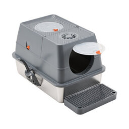 Living And Home Dark Grey Enclosed Cat Litter Box With Odour Control And Scoop - thumbnail 4
