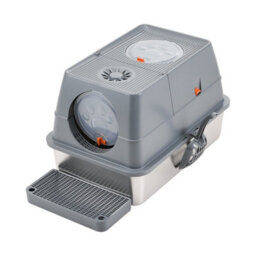 Living And Home Dark Grey Enclosed Cat Litter Box With Odour Control And Scoop - thumbnail 1