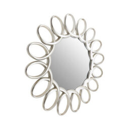 Orsina Large Wall Mirror With Petal Frame, Pewter Finish Round Mirror, Oval Accent Mirror, Decorative Mirror - thumbnail 2