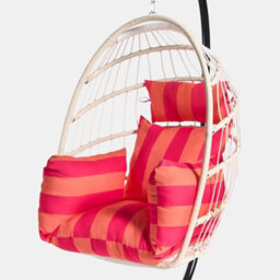 Ohs Stripe Egg Chair Cushion Headrest Pillow Outdoor Garden Water Resistant - Orange/pink - thumbnail 5