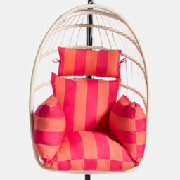 Ohs Stripe Egg Chair Cushion Headrest Pillow Outdoor Garden Water Resistant - Orange/pink - thumbnail 4