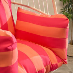 Ohs Stripe Egg Chair Cushion Headrest Pillow Outdoor Garden Water Resistant - Orange/pink - thumbnail 2