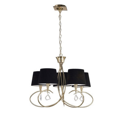 Luminosa Lighting Luminosa Mara Pendant 5 Light E14, French Gold Black Shades - image 1