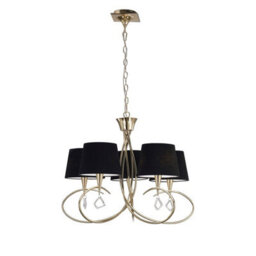 Luminosa Lighting Luminosa Mara Pendant 5 Light E14, French Gold Black Shades - thumbnail 1