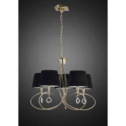 Luminosa Lighting Luminosa Mara Pendant 5 Light E14, French Gold Black Shades - thumbnail 2