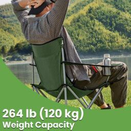 LEDREM Folding Camping Chairs, Set Of 2 Outdoor Chair, With Armrests, Cup Holder, Portable, Military Green - thumbnail 4