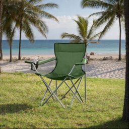 LEDREM Folding Camping Chairs, Set Of 2 Outdoor Chair, With Armrests, Cup Holder, Portable, Military Green - thumbnail 1