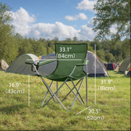 LEDREM Folding Camping Chairs, Set Of 2 Outdoor Chair, With Armrests, Cup Holder, Portable, Military Green - thumbnail 3